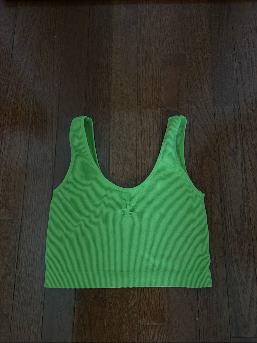 Bright Green Ribbed Crop Tank Top